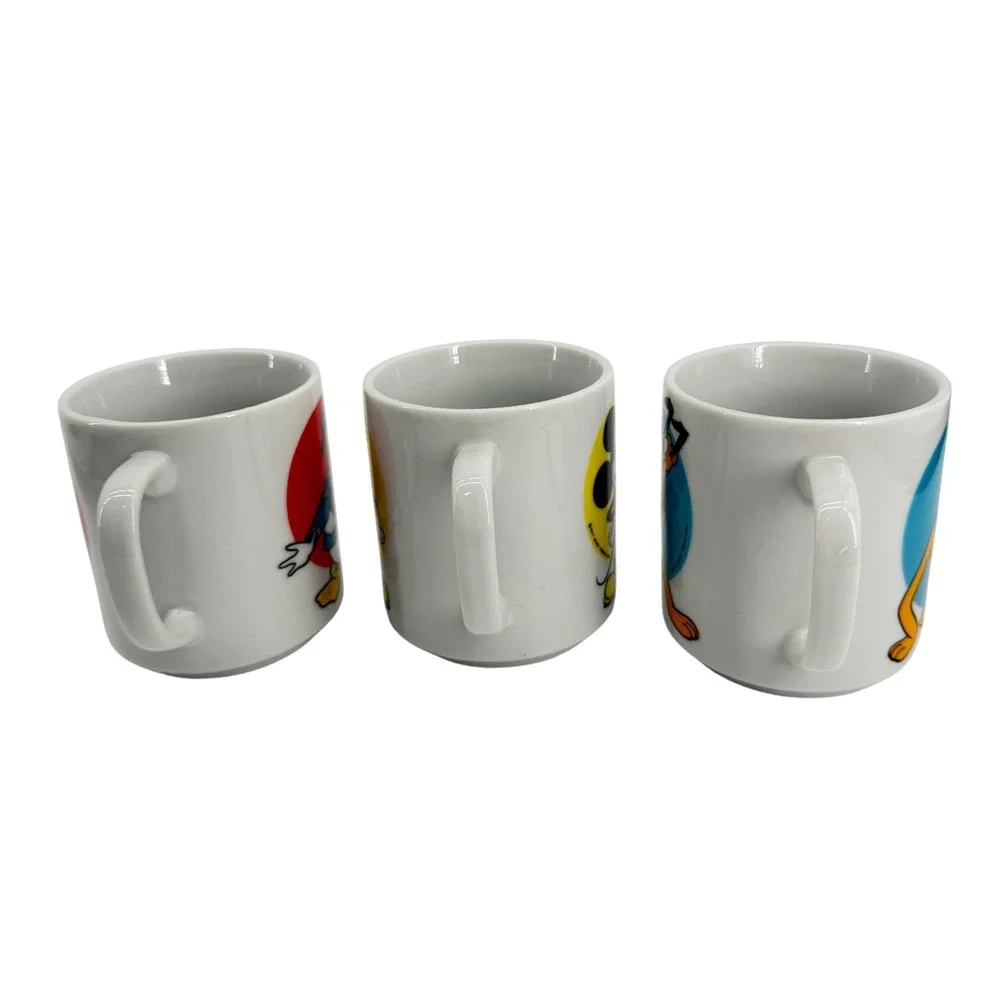 Walt Disney Productions 1970s Plate Mug Set 7pc White‎ Mickey Donald Pluto Dopey